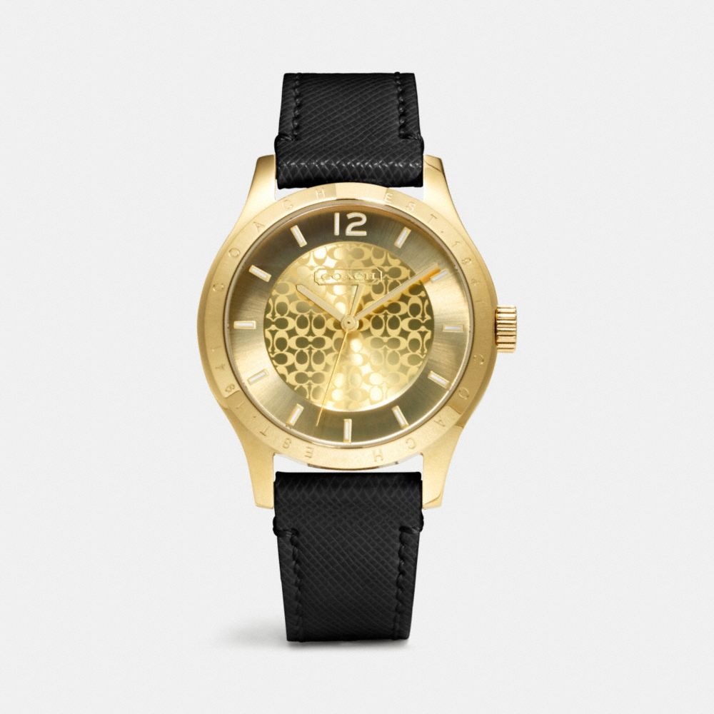 COACH MADDY GOLD PLATED LEATHER STRAP WATCH - ONE COLOR - W6004