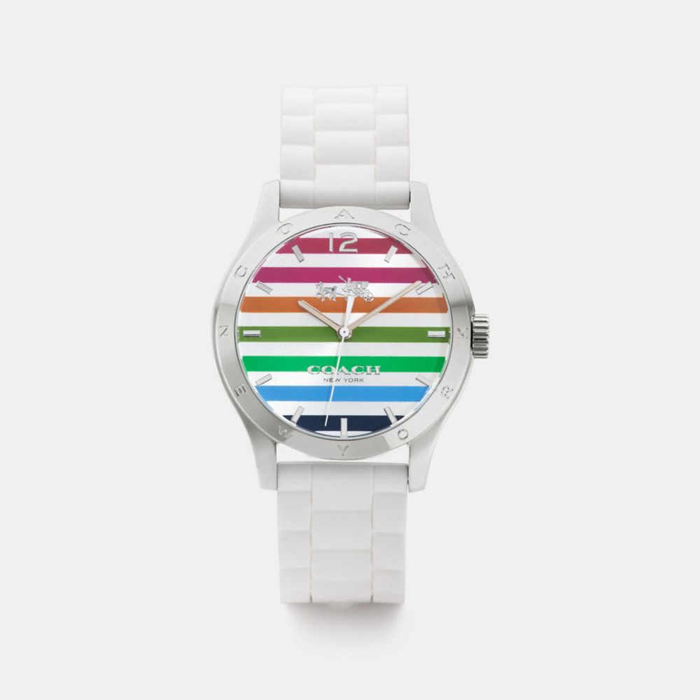 MADDY STAINLESS STEEL RUBBER STRAP WATCH - RAINBOW - COACH W6033