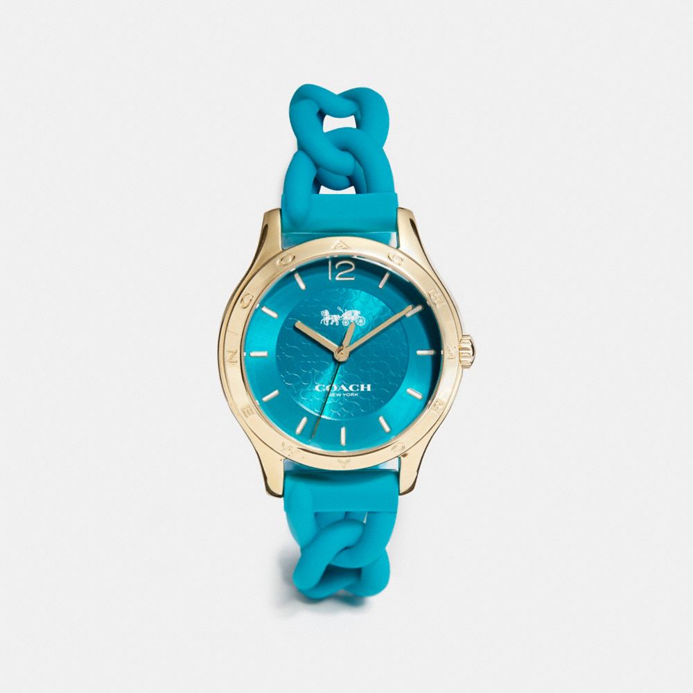 COACH W6043 - MADDY BRAIDED RUBBER STRAP WATCH TEAL