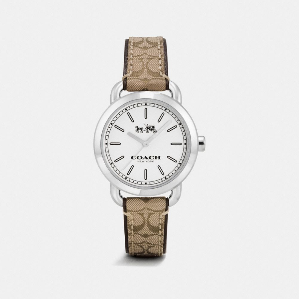 COACH W6053 - LEX STAINLESS STEEL SIGNATURE C STRAP WATCH KHAKI