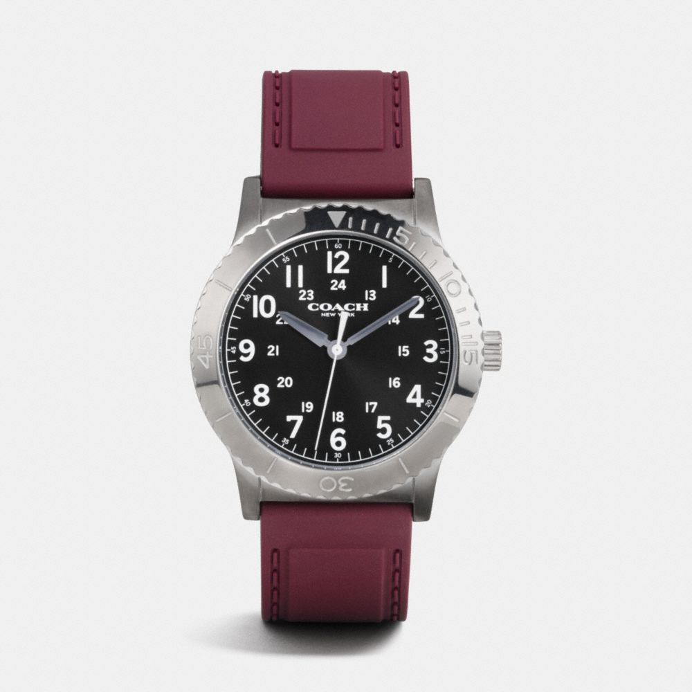 RIVINGTON IONIZED PLATED RUBBER STRAP WATCH - w6188 - BURGUNDY