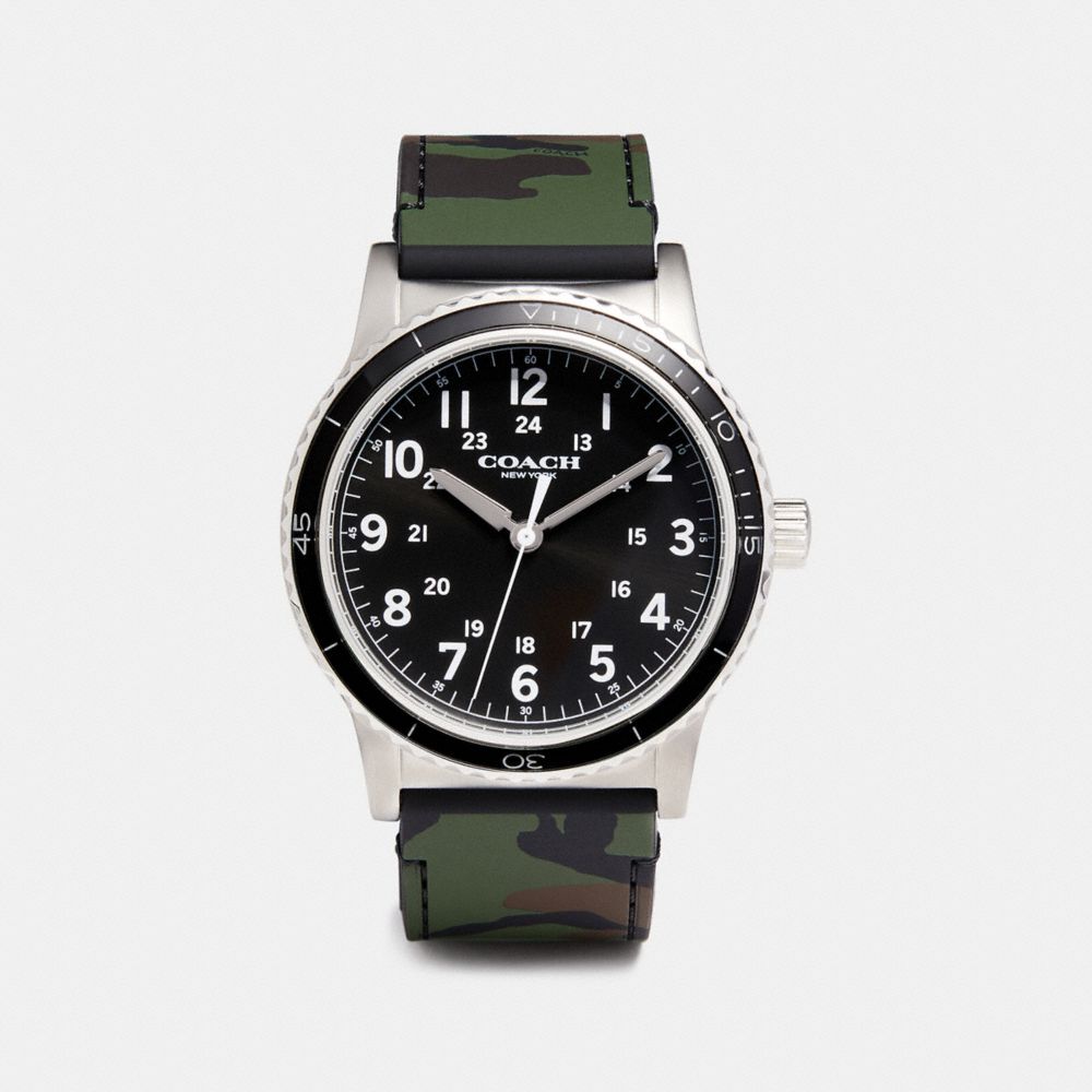 RIVINGTON STAINLESS STEEL RUBBER STRAP WATCH - w6189 - GREEN CAMO
