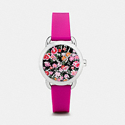 COACH W6215 Lex Stainless Steel Floral Rubber Strap Watch PINK
