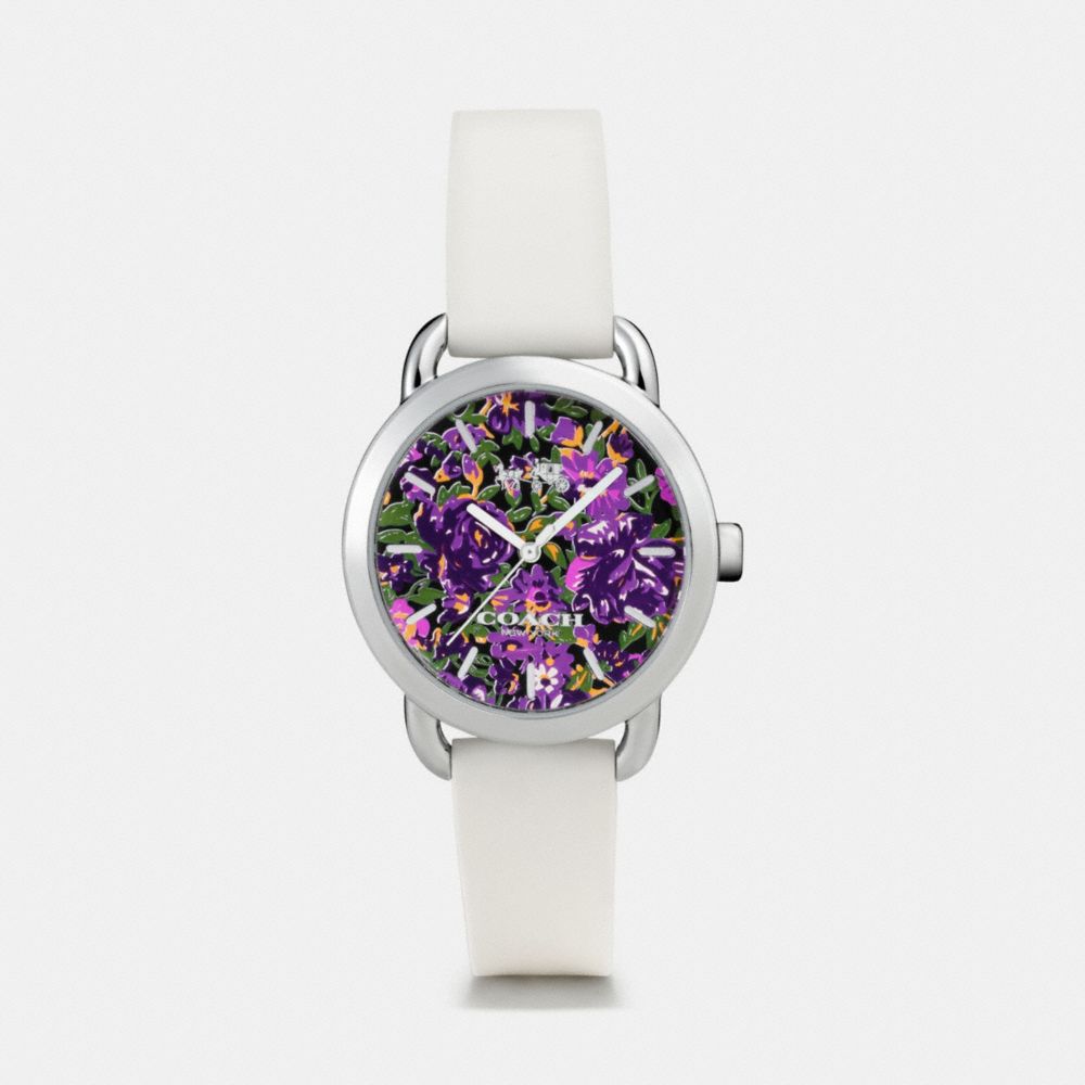 LEX STAINLESS STEEL FLORAL RUBBER STRAP WATCH - WHITE - COACH W6215
