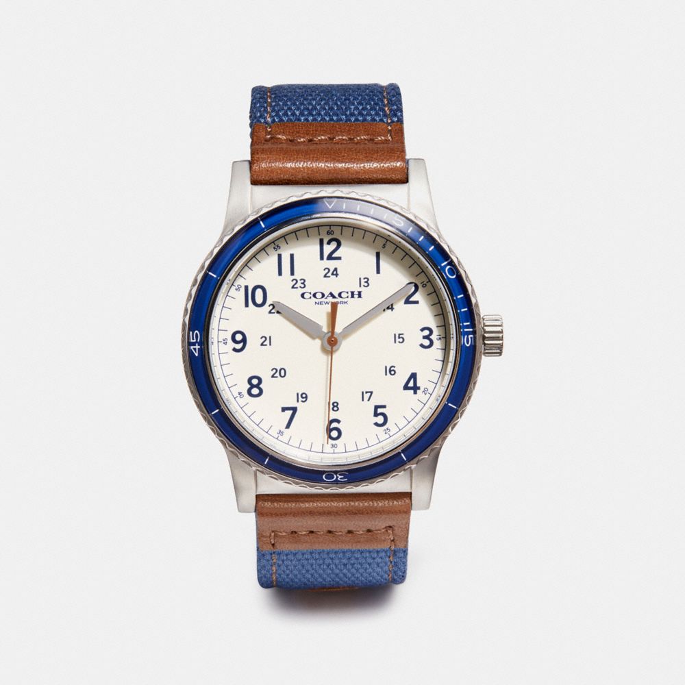 COACH W6229 Rivington Fabric Strap Watch NAVY