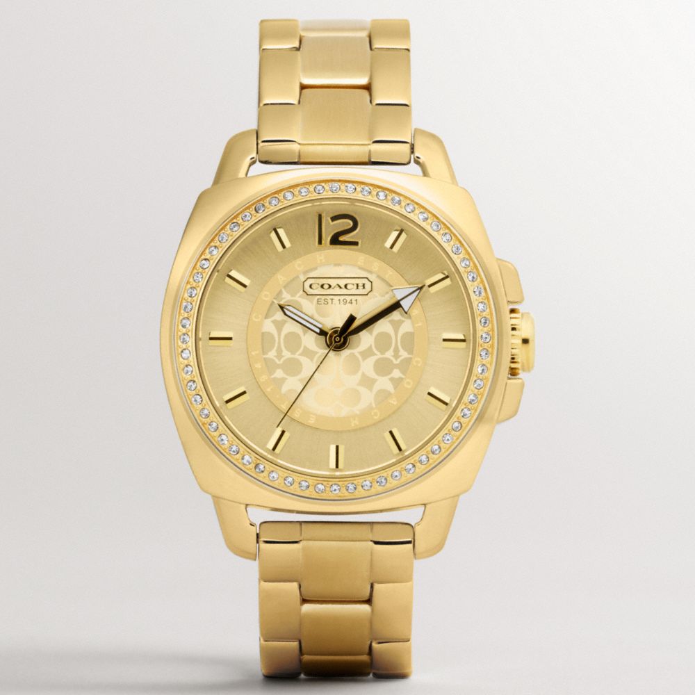 COACH W904 Boyfriend Crystal Bezel Bracelet Watch 