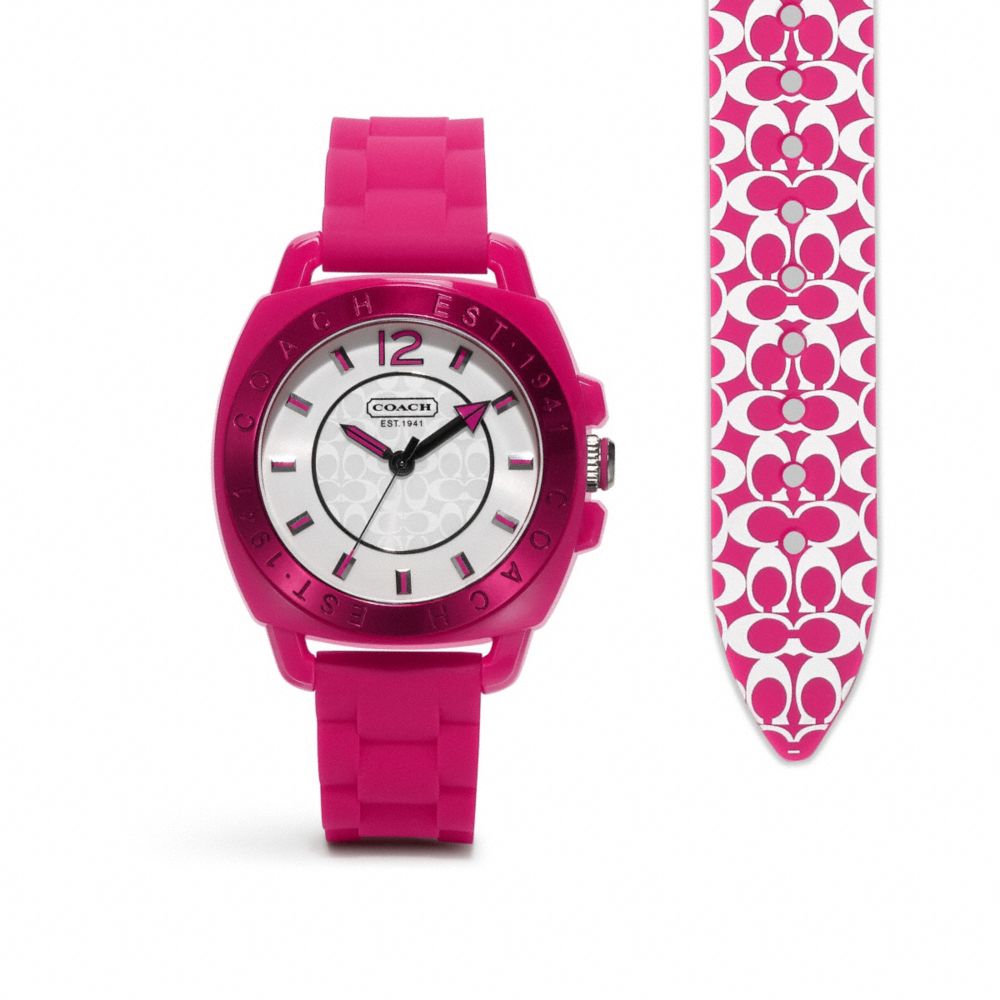 COACH BOYFRIEND RUBBER STRAP WATCH - FUCHSIA - w914