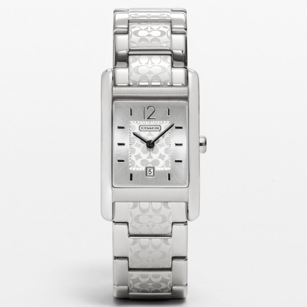 CARLISLE STAINLESS STEEL ETCHED BRACELET WATCH COACH W951