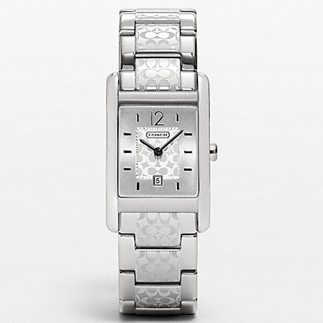 COACH w951 CARLISLE STAINLESS STEEL ETCHED BRACELET WATCH 