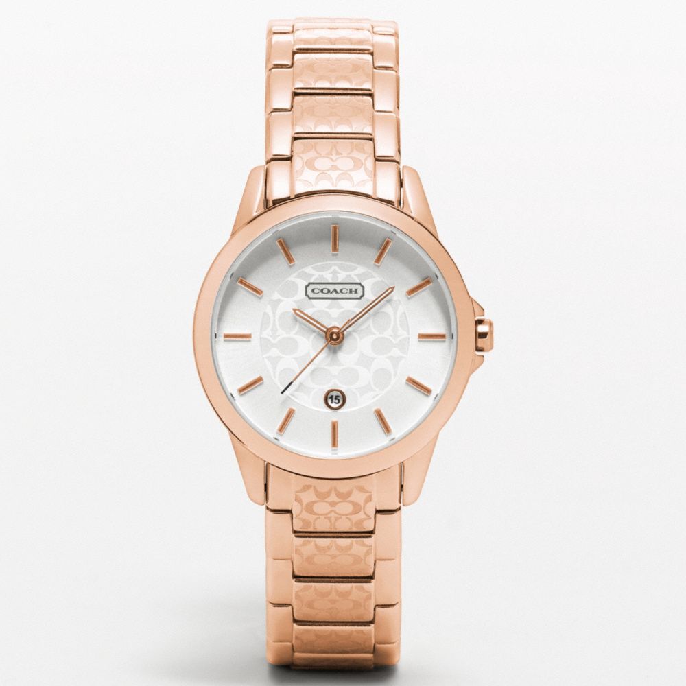 COACH W994 Classic Signature Rosegold Small Etched Bracelet Watch 