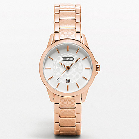 COACH w994 CLASSIC SIGNATURE ROSEGOLD SMALL ETCHED BRACELET WATCH 