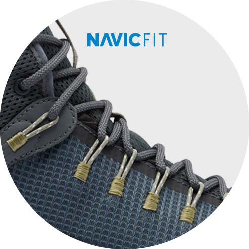 Close-up of the NavicFit laces on a hiking shoe