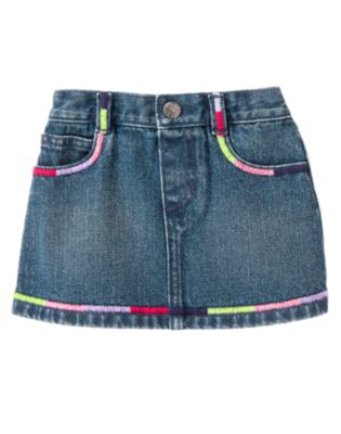 Embroidered Denim Skirt