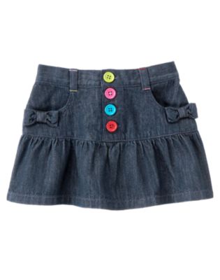 Button & Bows Denim Skirt
