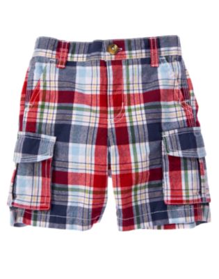 Plaid Canvas Cargo Short