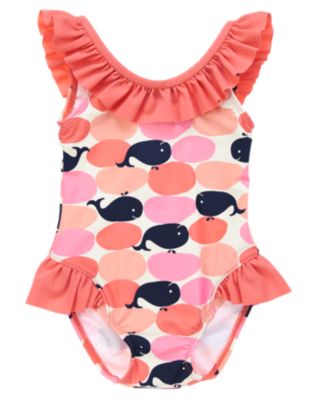 Crazy 8 Ruffle Whale Print Swimsuit Spring Break