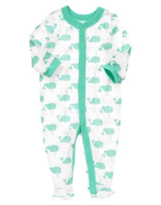 Whale Print Footed One-Piece