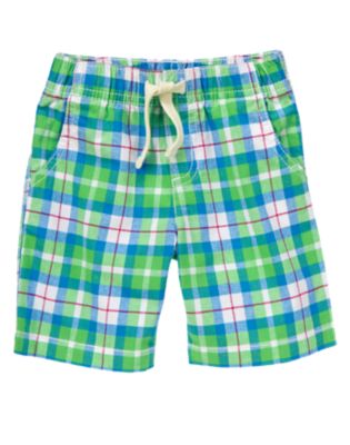 Plaid Pull-On Shorts