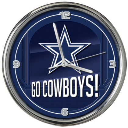 Dallas Cowboys Go Team Chrome Clock Office Home & Office