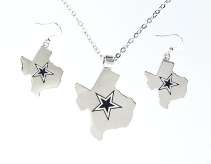 Dallas Cowboys Solid State of Texas Star Pendant and Earring Set Jewelry Accessories