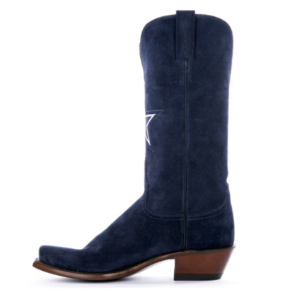 blue suede cowboy boots