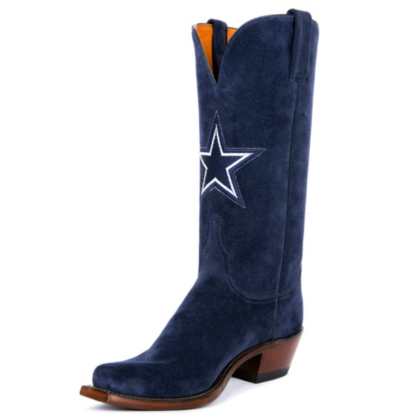 Dallas Cowboys Lucchese Womens Hail Mary Blaze Blue Suede Boot
