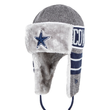 New Era Men's Silver Dallas Cowboys Helmet Head Trapper Knit Hat