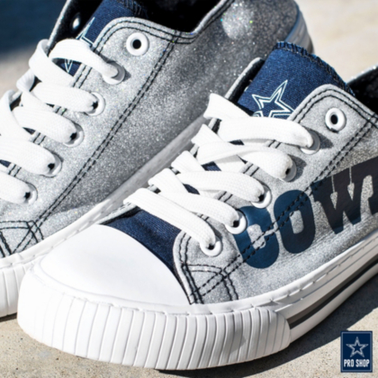 Dallas Cowboys Women's Glitter Low Top Canvas Shoes