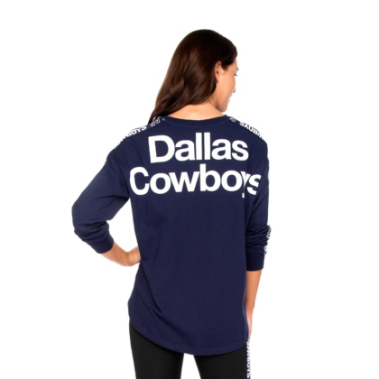 Women's Navy Dallas Cowboys Jaiden Oversized Long Sleeve T-Shirt