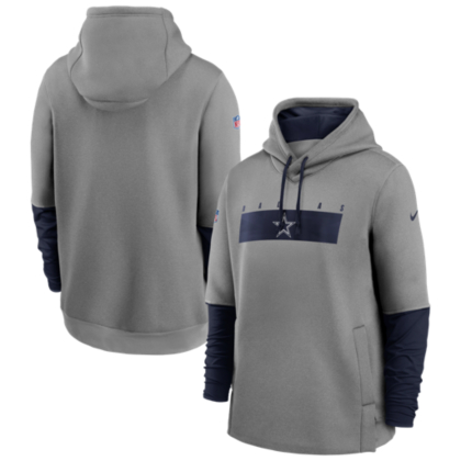 men's dallas cowboys nike navy sideline thermafit performance po hoodie