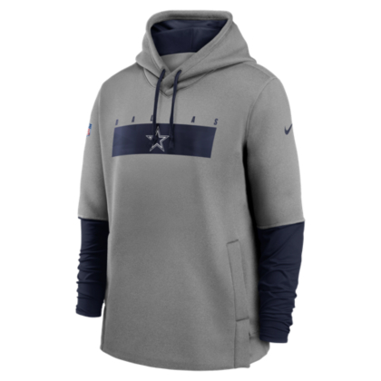 men's dallas cowboys nike navy sideline thermafit performance po hoodie