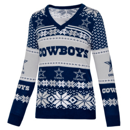 Dallas Cowboys Klew Women's Big Logo Ugly Sweater Dress - Navy