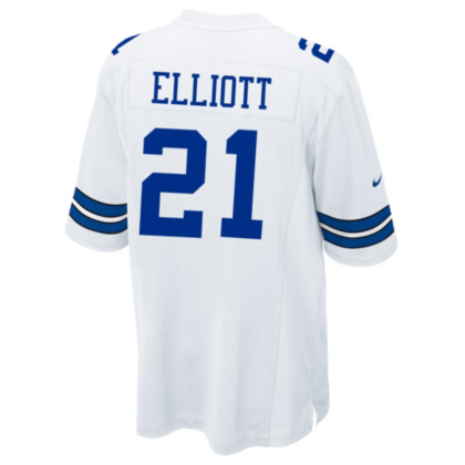 Dallas Cowboys Ezekiel Elliott #21 Nike White Game Replica Jersey | Game Jerseys | Jerseys 