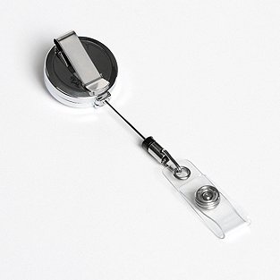 1pc Retractable Silver Flashing Badge Reel With Interesting Black