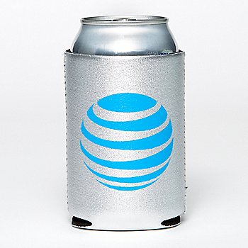 AT&T Metallic Silver Colored Can Cooler