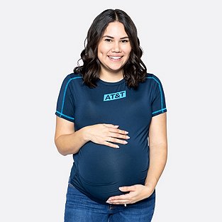 AT&T Team Colors Fredricka Womens Maternity Long Sleeve Button