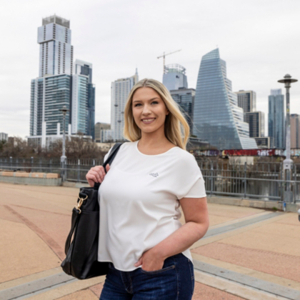 AT&T Jules Stretch Crepe Crewneck Top