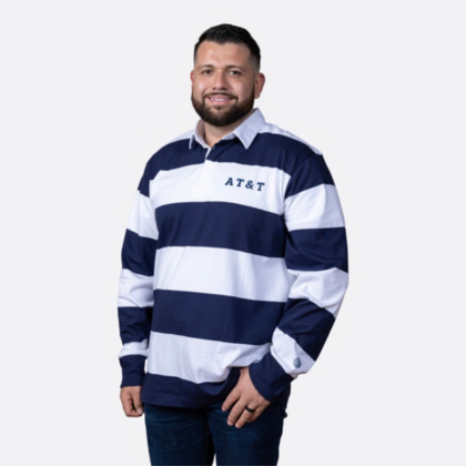 AT&T Blue Long Sleeve Rugby Polo