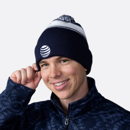 AT&T Stripe Pom Pom Beanie