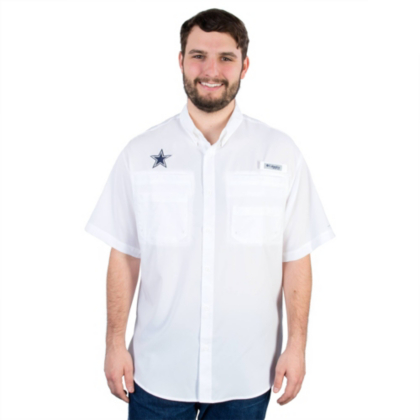 columbia sportswear men's dallas cowboys pfg tamiami fishing shirt