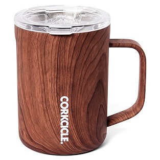 Corkcicle 16 oz Travel Coffee Mug with Lid, Stainless Steel, Triple  Insulated, Spill Proof, Walnut Wood 