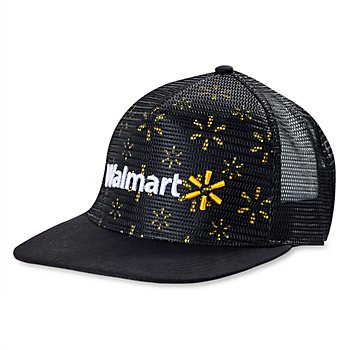 SparkShop Trucker Cap with Yellow Sparks and Walmart Logo