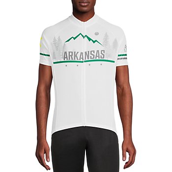 SparkShop Men's Short Sleeve Arkansas State Bike Jersey - White