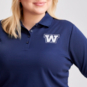 SparkShop Navy "W" Long Sleeve Polo Women's