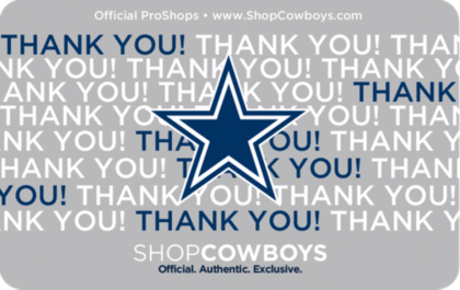 Dallas Cowboys Thanks Gift Card 5100 Gift Cards Other Accessories Accessories Cowboys