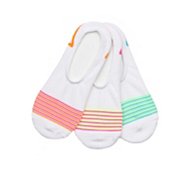 White Stripe Womens No Show Liners - 3 Pack