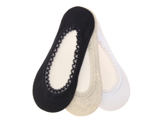 Lace Trim Womens No Show Liners - 3 Pack