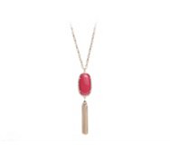 Colored Stone Tassel Necklace