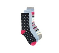 Dot Stripe Womens Crew Socks - 3 Pack