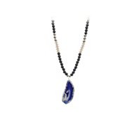 Agate Slice Beaded Long Pendant Necklace